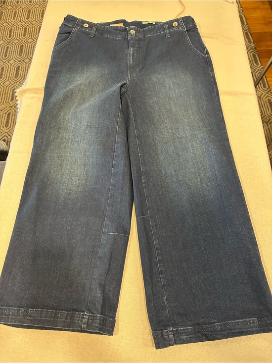 Pilcro Denim - Pilcro Women's Dark Blue Cropped Wide-Leg Jeans